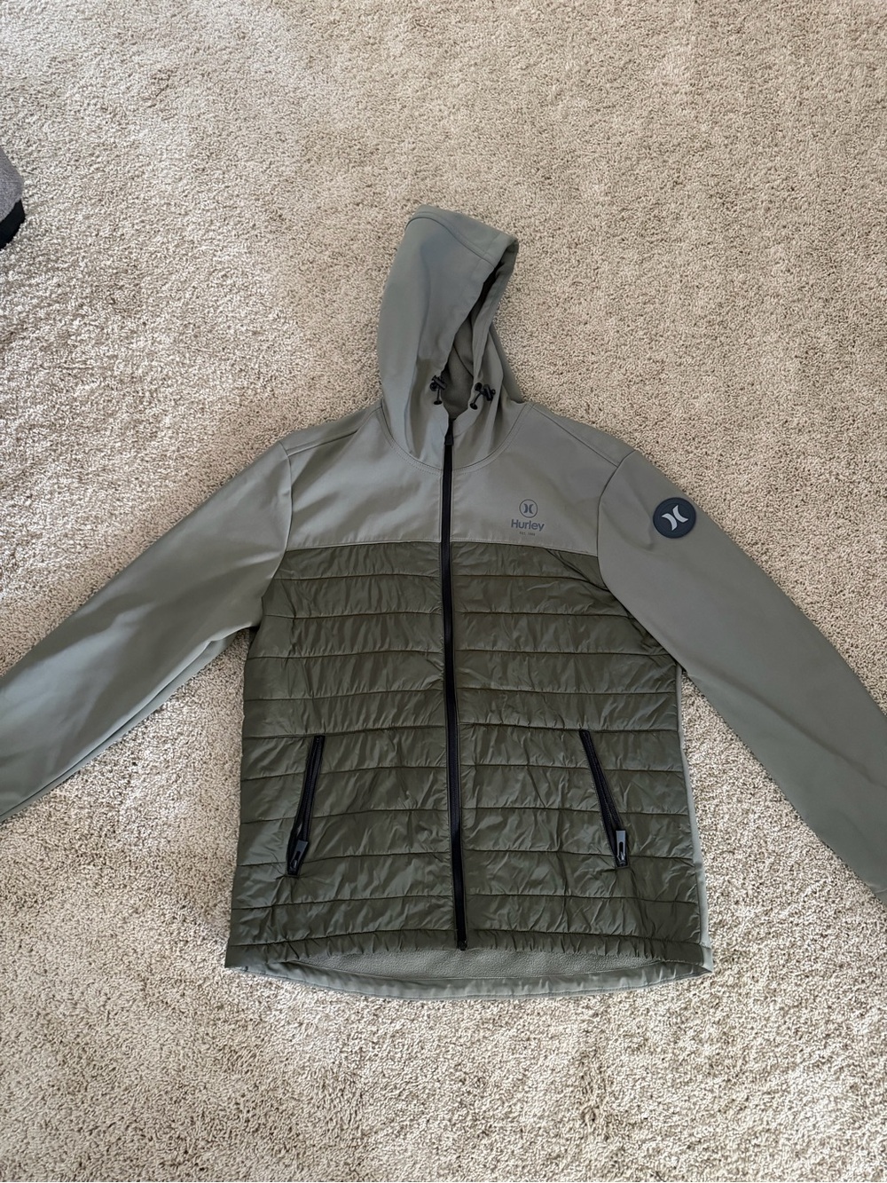Hurley Men's Olive Green Hooded Jacket